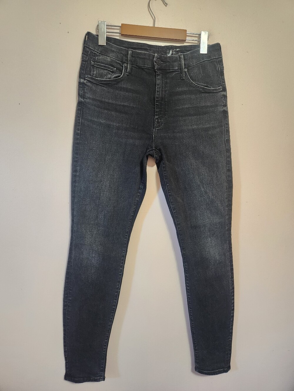 MOTHER The Looker Night Hawk Dark Grey Mid Rise Stretch Skinny Jeans Size 31